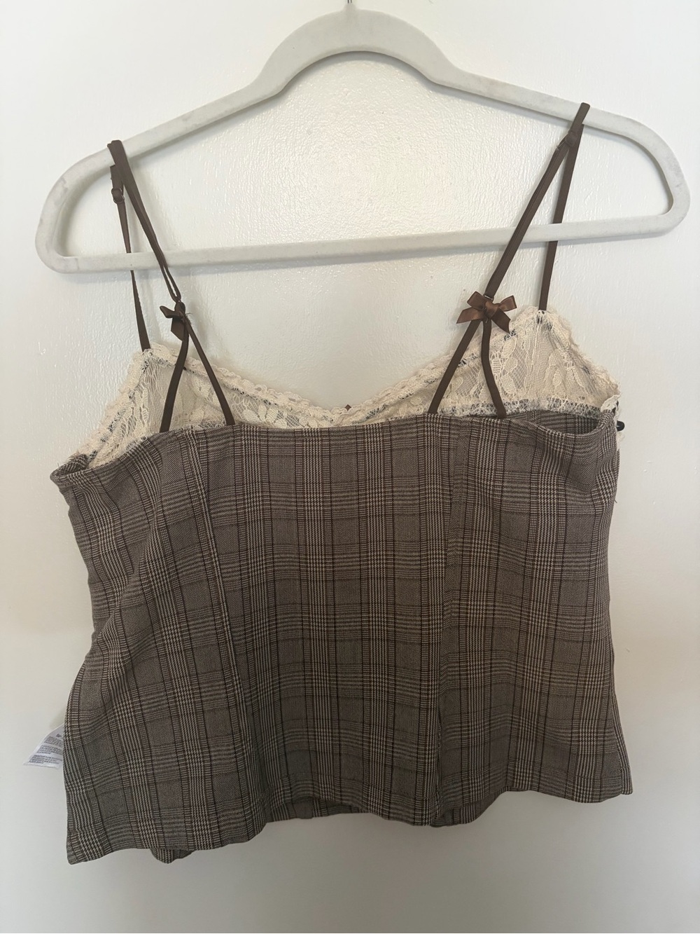 Brown Plaid Coquette-Style Cami - Picture 3 of 5